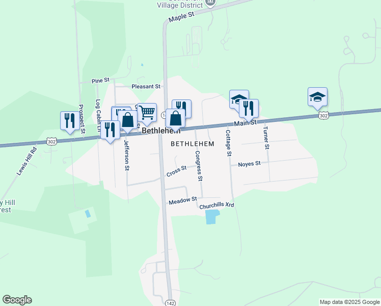 map of restaurants, bars, coffee shops, grocery stores, and more near 144 Cross Street in Bethlehem