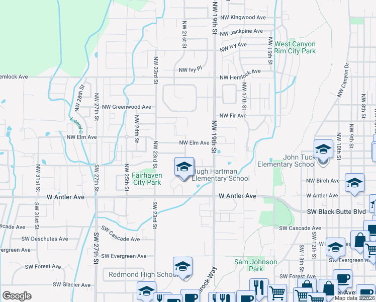 map of restaurants, bars, coffee shops, grocery stores, and more near 460 Northwest 21st Street in Redmond