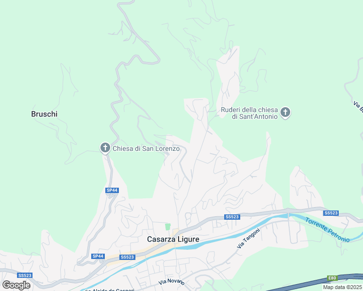 map of restaurants, bars, coffee shops, grocery stores, and more near 18A Via Olivella Caminata in Casarza Ligure