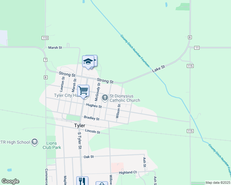 map of restaurants, bars, coffee shops, grocery stores, and more near 310 Linwood Street in Tyler