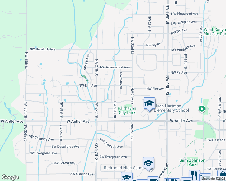 map of restaurants, bars, coffee shops, grocery stores, and more near 413 Northwest 25th Street in Redmond
