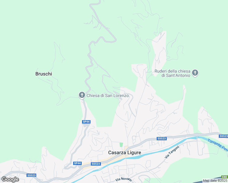 map of restaurants, bars, coffee shops, grocery stores, and more near 20 Via Olivella Caminata in Città Metropolitana di Genova