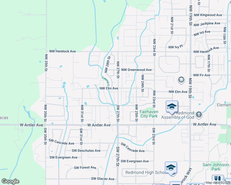map of restaurants, bars, coffee shops, grocery stores, and more near 2770 Northwest Elm Avenue in Redmond