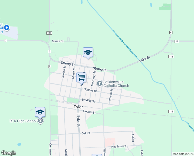 map of restaurants, bars, coffee shops, grocery stores, and more near 210 Mc Arthur Street in Tyler