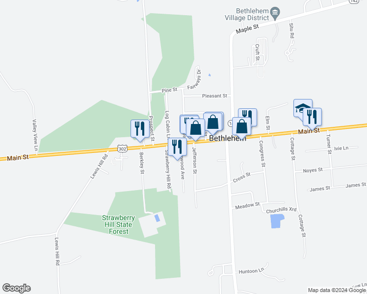 map of restaurants, bars, coffee shops, grocery stores, and more near 2006 Main Street in Bethlehem