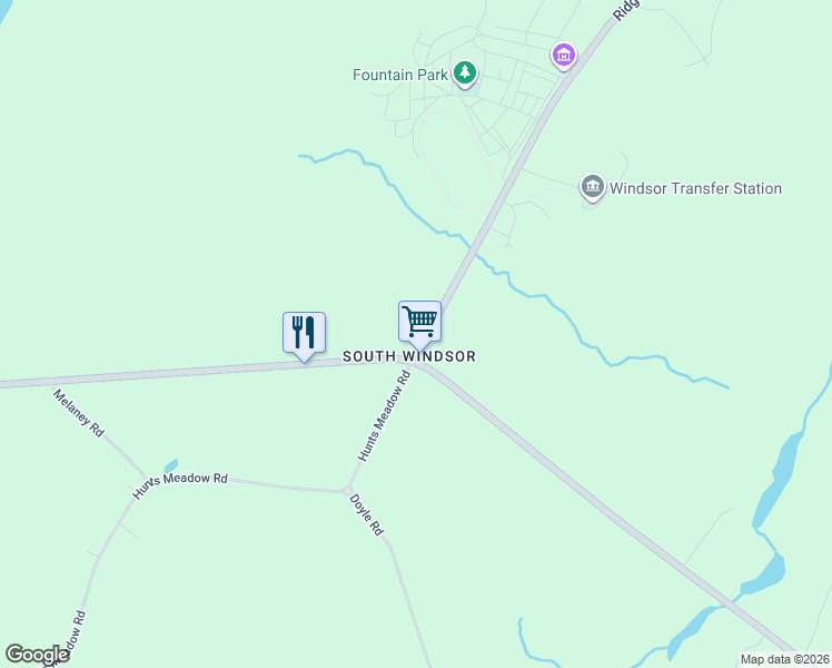 map of restaurants, bars, coffee shops, grocery stores, and more near 10 Ridge Road in Windsor