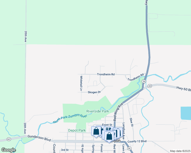 map of restaurants, bars, coffee shops, grocery stores, and more near 403 Trondheim Road in Kenyon