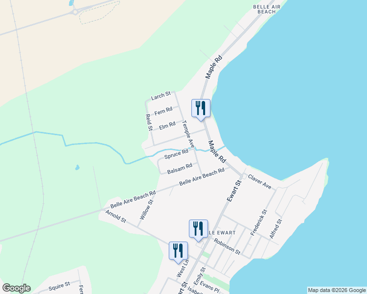 map of restaurants, bars, coffee shops, grocery stores, and more near 1052 Spruce Road in Innisfil