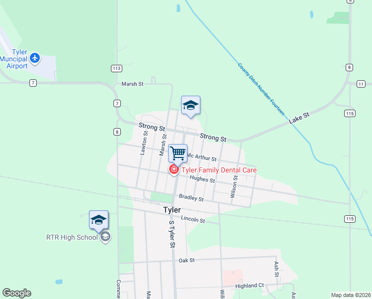map of restaurants, bars, coffee shops, grocery stores, and more near 320 North Tyler Street in Tyler