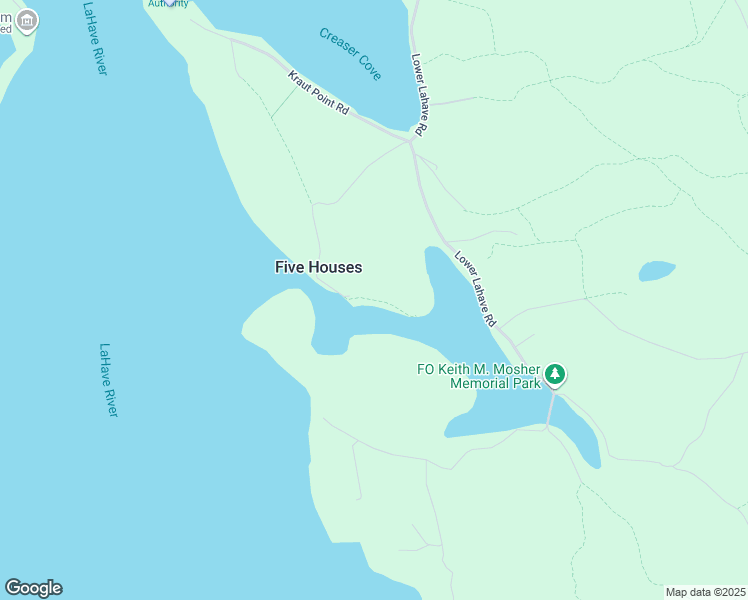 map of restaurants, bars, coffee shops, grocery stores, and more near Five Houses Road in Lower LaHave
