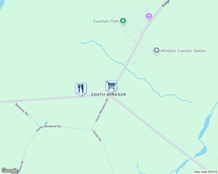 map of restaurants, bars, coffee shops, grocery stores, and more near 10 Ridge Road in Windsor