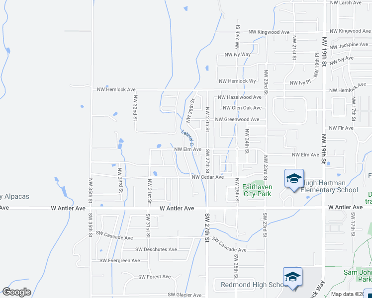 map of restaurants, bars, coffee shops, grocery stores, and more near 2877 Northwest Elm Avenue in Redmond