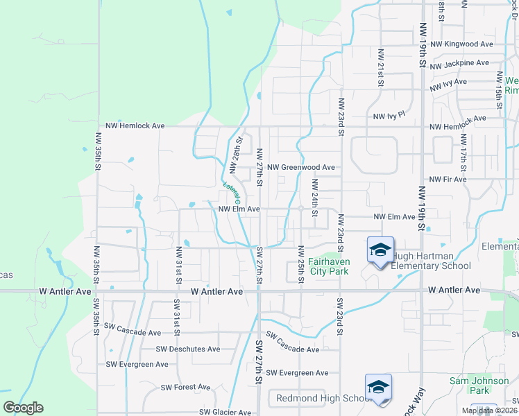 map of restaurants, bars, coffee shops, grocery stores, and more near 2770 Northwest Elm Avenue in Redmond