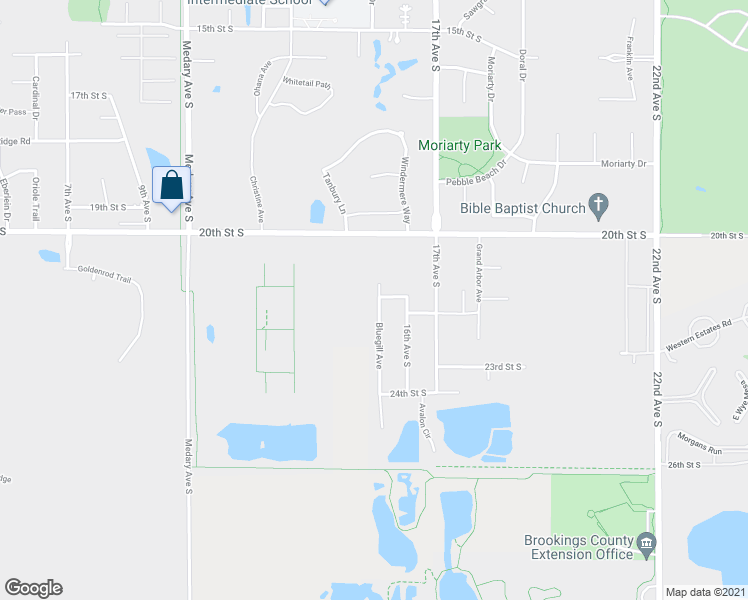 map of restaurants, bars, coffee shops, grocery stores, and more near 2200 Bluegill Avenue in Brookings