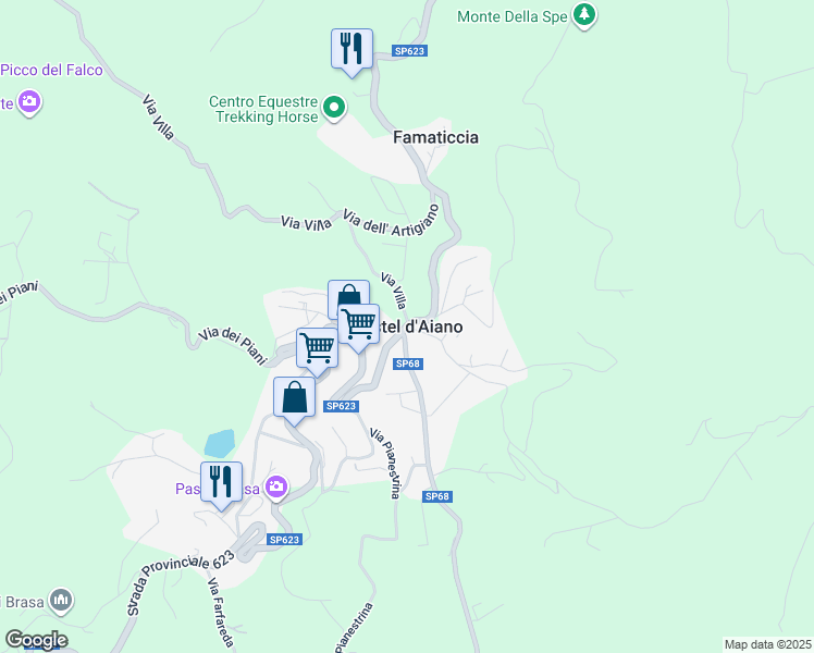map of restaurants, bars, coffee shops, grocery stores, and more near in Castel d'Aiano