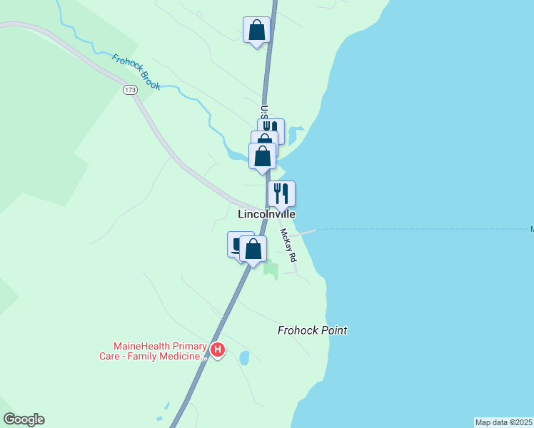 map of restaurants, bars, coffee shops, grocery stores, and more near in Lincolnville