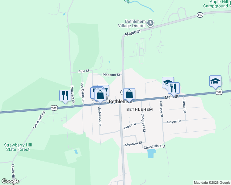 map of restaurants, bars, coffee shops, grocery stores, and more near 2087 Main Street in Bethlehem