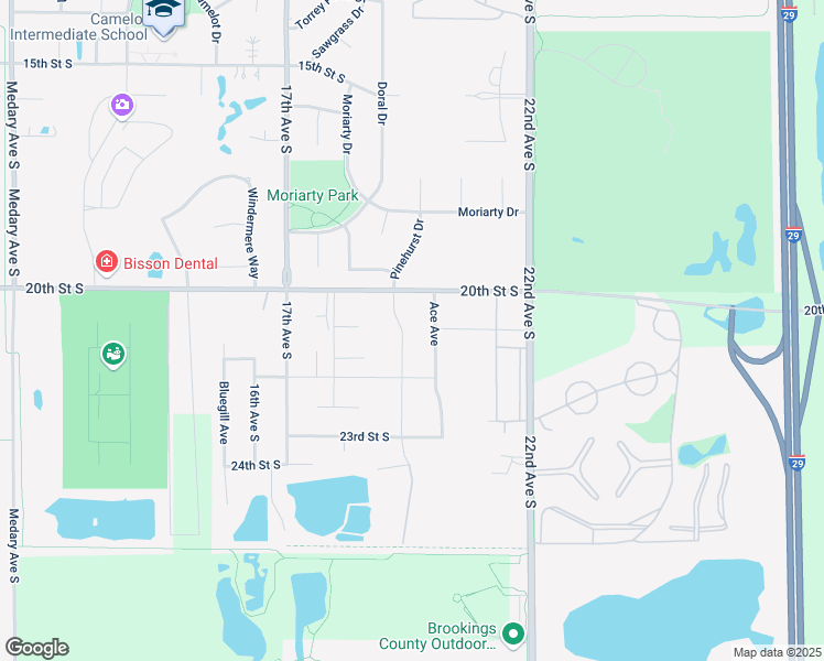 map of restaurants, bars, coffee shops, grocery stores, and more near 2884-3262 20th Street South in Brookings