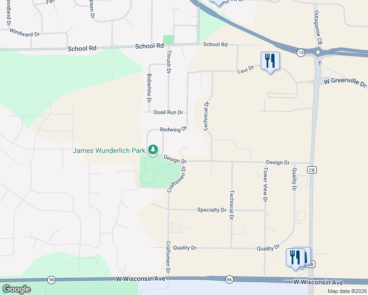 map of restaurants, bars, coffee shops, grocery stores, and more near Craftsmen Court in Greenville