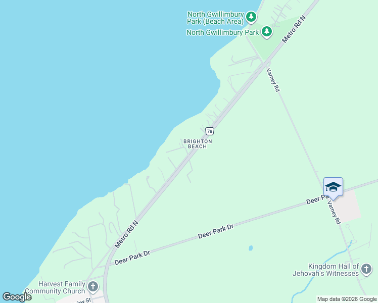 map of restaurants, bars, coffee shops, grocery stores, and more near 684 Lake Drive North in Georgina
