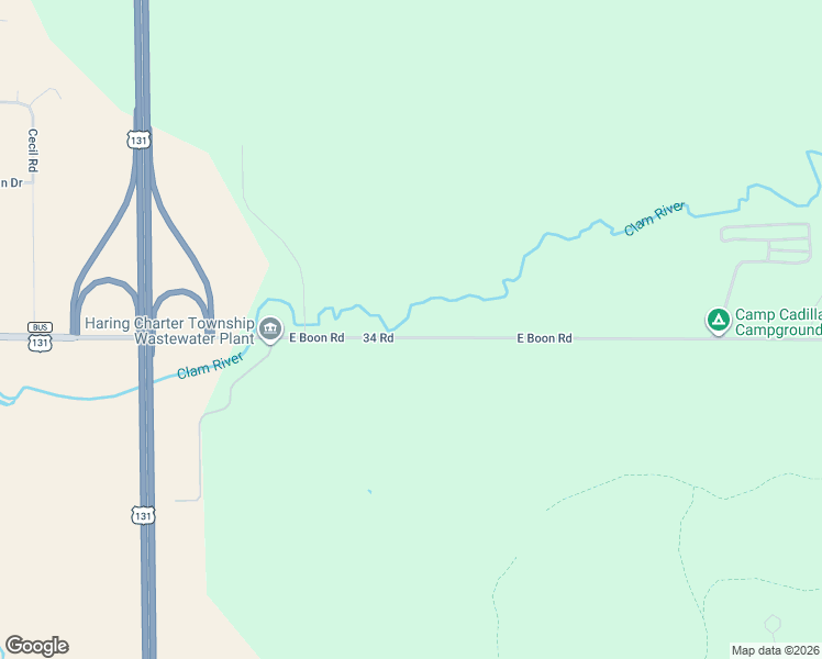 map of restaurants, bars, coffee shops, grocery stores, and more near 9948 34 Road in Cadillac