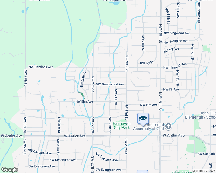 map of restaurants, bars, coffee shops, grocery stores, and more near 647 Northwest 25th Street in Redmond