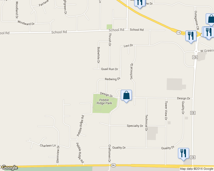 map of restaurants, bars, coffee shops, grocery stores, and more near 1051 Vander Maazen Drive in Greenville