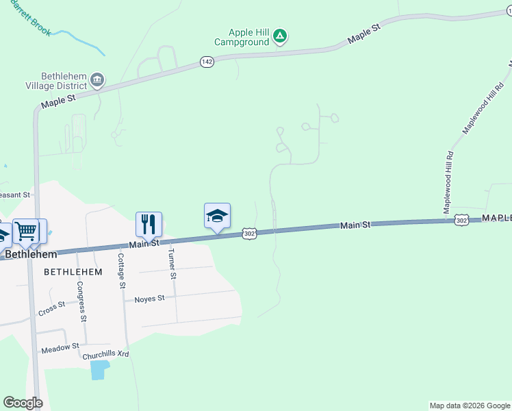 map of restaurants, bars, coffee shops, grocery stores, and more near 38 Hedgerose Lane in Bethlehem