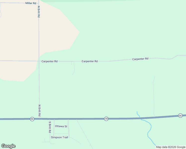 map of restaurants, bars, coffee shops, grocery stores, and more near 5741 Carpenter Road in Whittemore