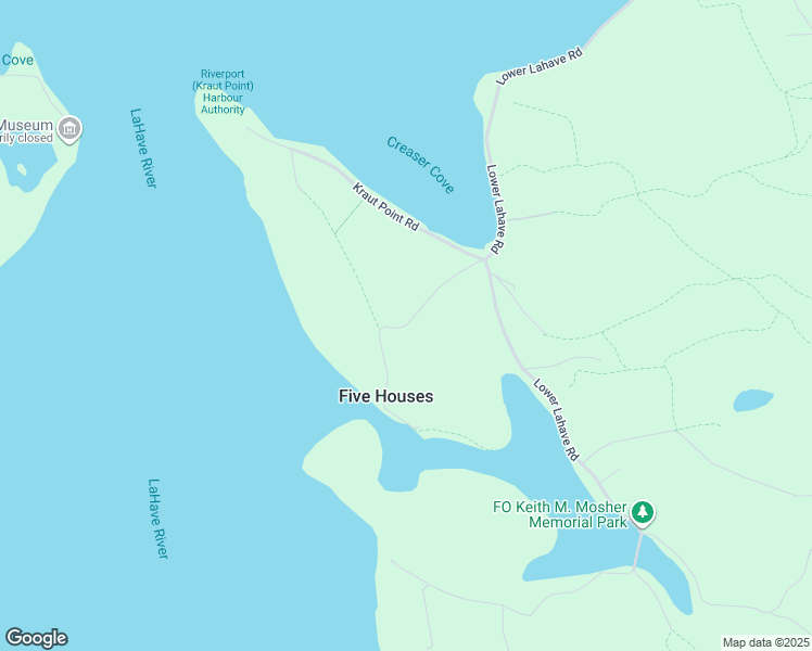 map of restaurants, bars, coffee shops, grocery stores, and more near Five Houses Road in Lower LaHave