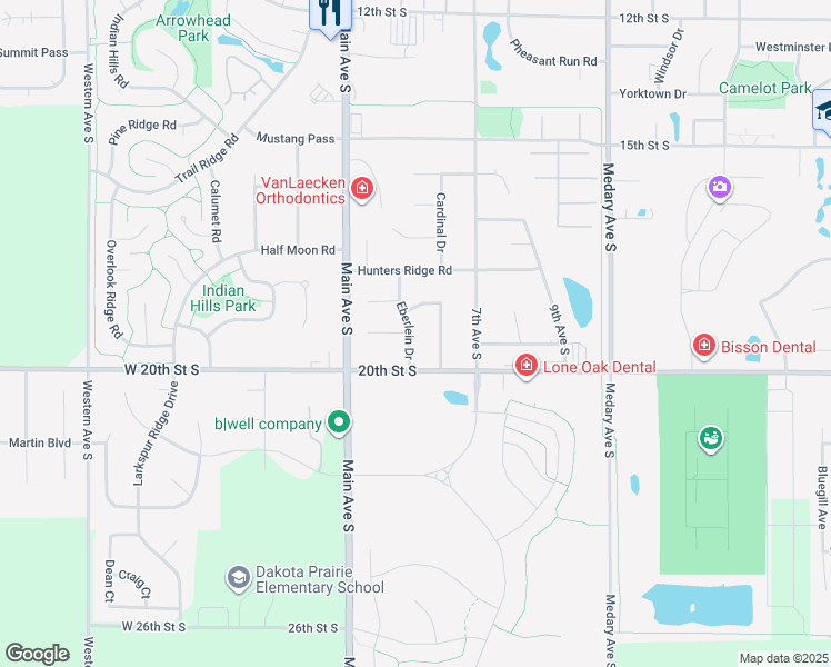 map of restaurants, bars, coffee shops, grocery stores, and more near 1903 Eberlein Drive in Brookings