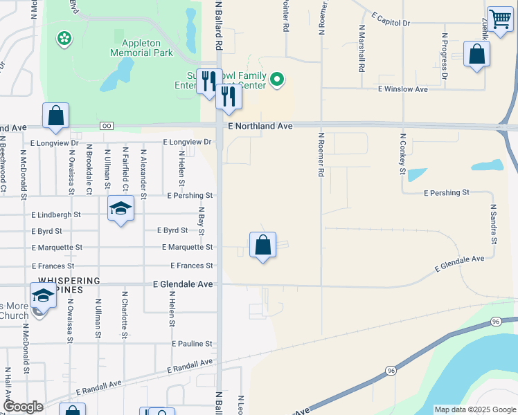 map of restaurants, bars, coffee shops, grocery stores, and more near in Little Chute