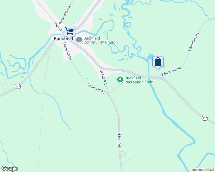 map of restaurants, bars, coffee shops, grocery stores, and more near 30 North Hill Road in Buckfield