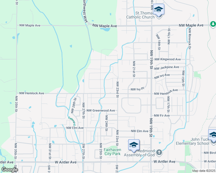 map of restaurants, bars, coffee shops, grocery stores, and more near 2449 NW Hemlock Way in Redmond