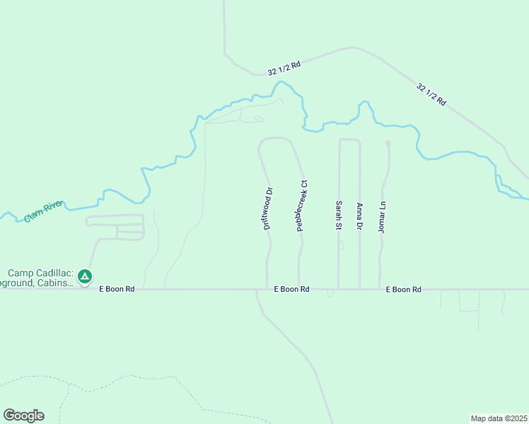 map of restaurants, bars, coffee shops, grocery stores, and more near 3898 Driftwood Drive in Cadillac