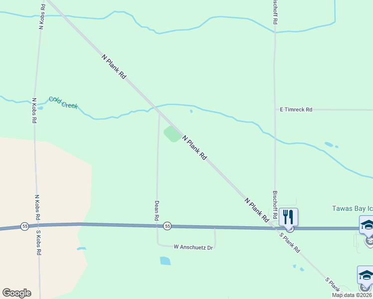 map of restaurants, bars, coffee shops, grocery stores, and more near 65-249 N Plank Rd in Tawas City