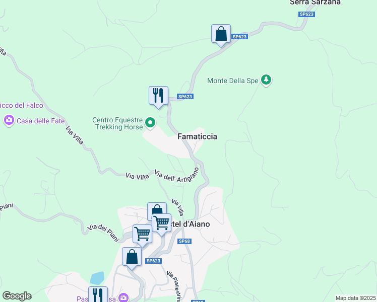 map of restaurants, bars, coffee shops, grocery stores, and more near 3 SP623 in Famaticcia