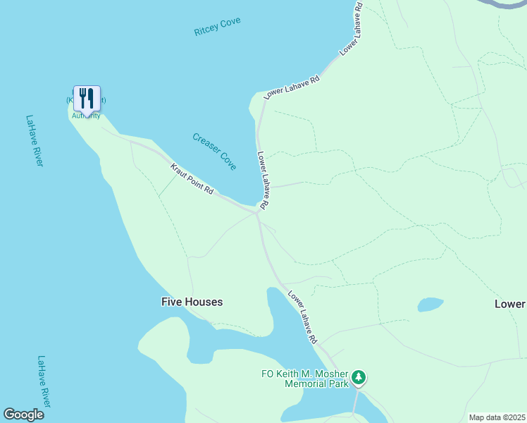 map of restaurants, bars, coffee shops, grocery stores, and more near 285 Lower Lahave Road in Riverport