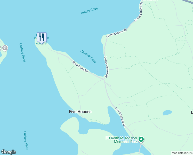 map of restaurants, bars, coffee shops, grocery stores, and more near 11 Kraut Point Road in Riverport