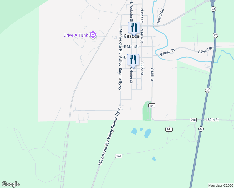 map of restaurants, bars, coffee shops, grocery stores, and more near 541 South Ridgely Street in Kasota