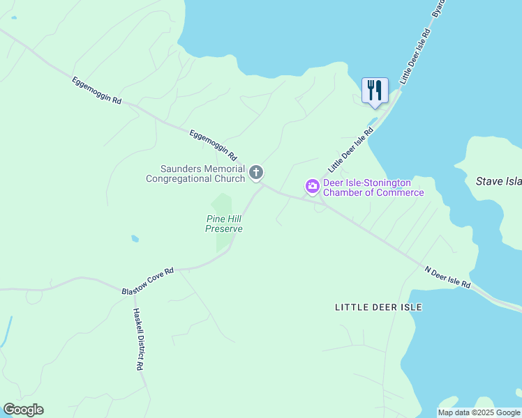 map of restaurants, bars, coffee shops, grocery stores, and more near 20 Blastow Cove Road in Deer Isle