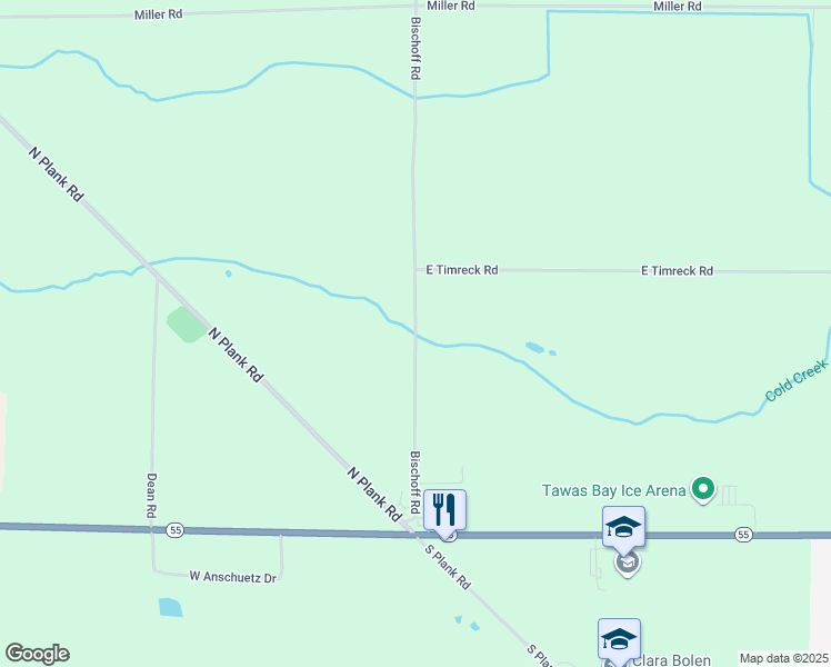 map of restaurants, bars, coffee shops, grocery stores, and more near 199 Bischoff Road in Tawas City