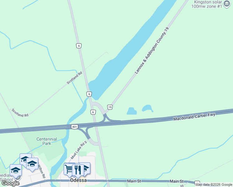 map of restaurants, bars, coffee shops, grocery stores, and more near 463 Mud Lake Road North in Odessa