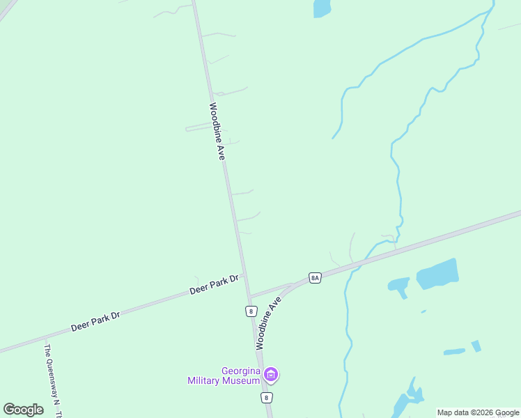 map of restaurants, bars, coffee shops, grocery stores, and more near 26375 Woodbine Avenue in Georgina