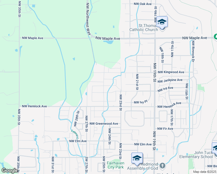 map of restaurants, bars, coffee shops, grocery stores, and more near 2443 Northwest Ivy Way in Redmond