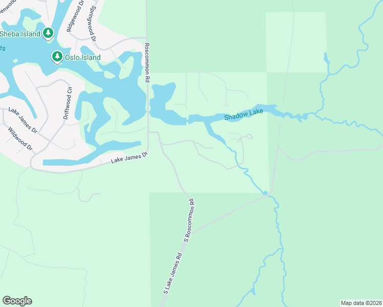 map of restaurants, bars, coffee shops, grocery stores, and more near East Shadow Lake Road in Roscommon County