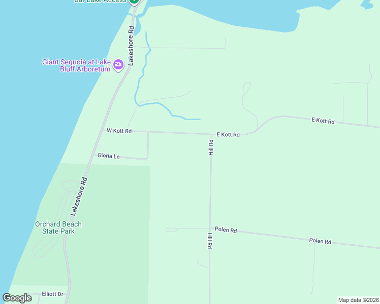 map of restaurants, bars, coffee shops, grocery stores, and more near 81 West Kott Road in Manistee