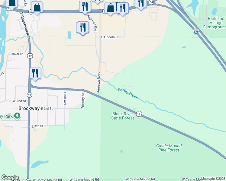 map of restaurants, bars, coffee shops, grocery stores, and more near 100 Lincolnwood Drive in Black River Falls