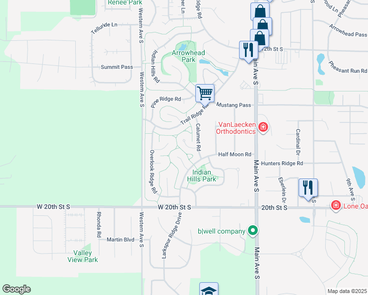 map of restaurants, bars, coffee shops, grocery stores, and more near 1703 Teton Pass in Brookings