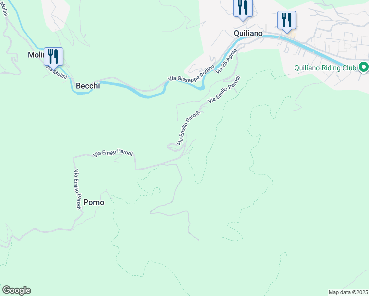 map of restaurants, bars, coffee shops, grocery stores, and more near 19 Via Emilio Parodi in Provincia di Savona